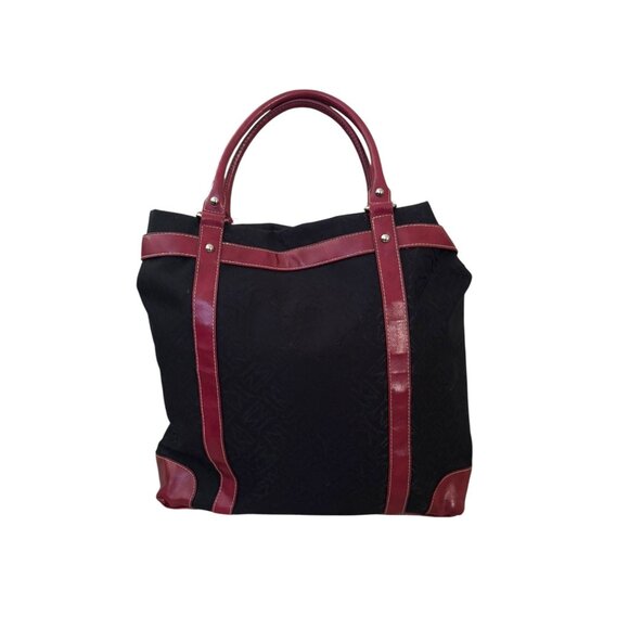 Jones New York Black Brick Red Large Handbag Purse Tote - Picture 2 of 13